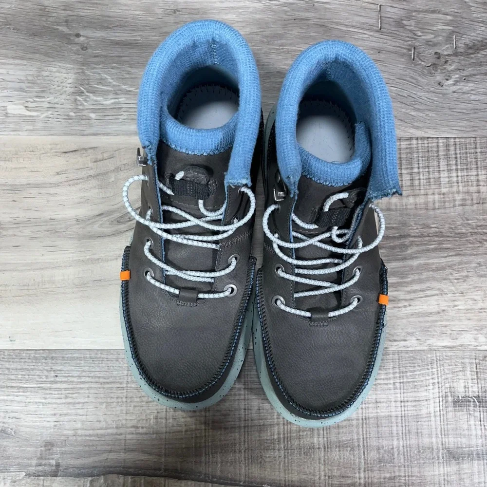Hey Dude Bradley Boot Youth Size 5 Leather Lightweight Ankle Boot  Blue Gray